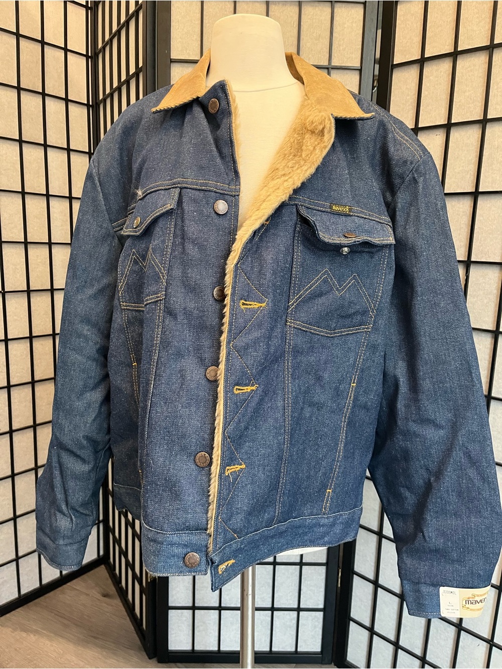 Choices Men's Blue Denim Jacket with Cream Sherpa Lining
